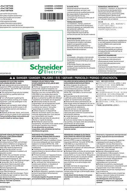 schneider施耐德FuPacT - ISFT250 - ISFT400 - ISFT630 - LV480804 - LV480805 - LV480806 - LV480807 - LV480808 - 说明页